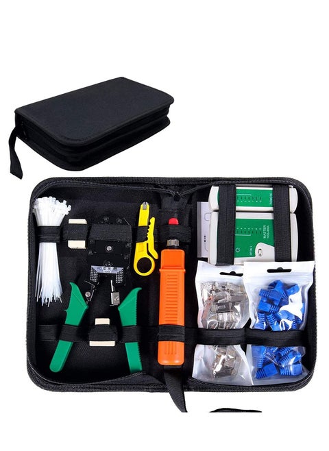 Network Tool Kits Professional Net Computer Maintenance LAN Cable Tester Repair Tools 8P8C 4P4C 6P6C Connectors RJ45 RJ11 Cat5 Cat6 Cable Tester Screwdriver Network Cable Crimper