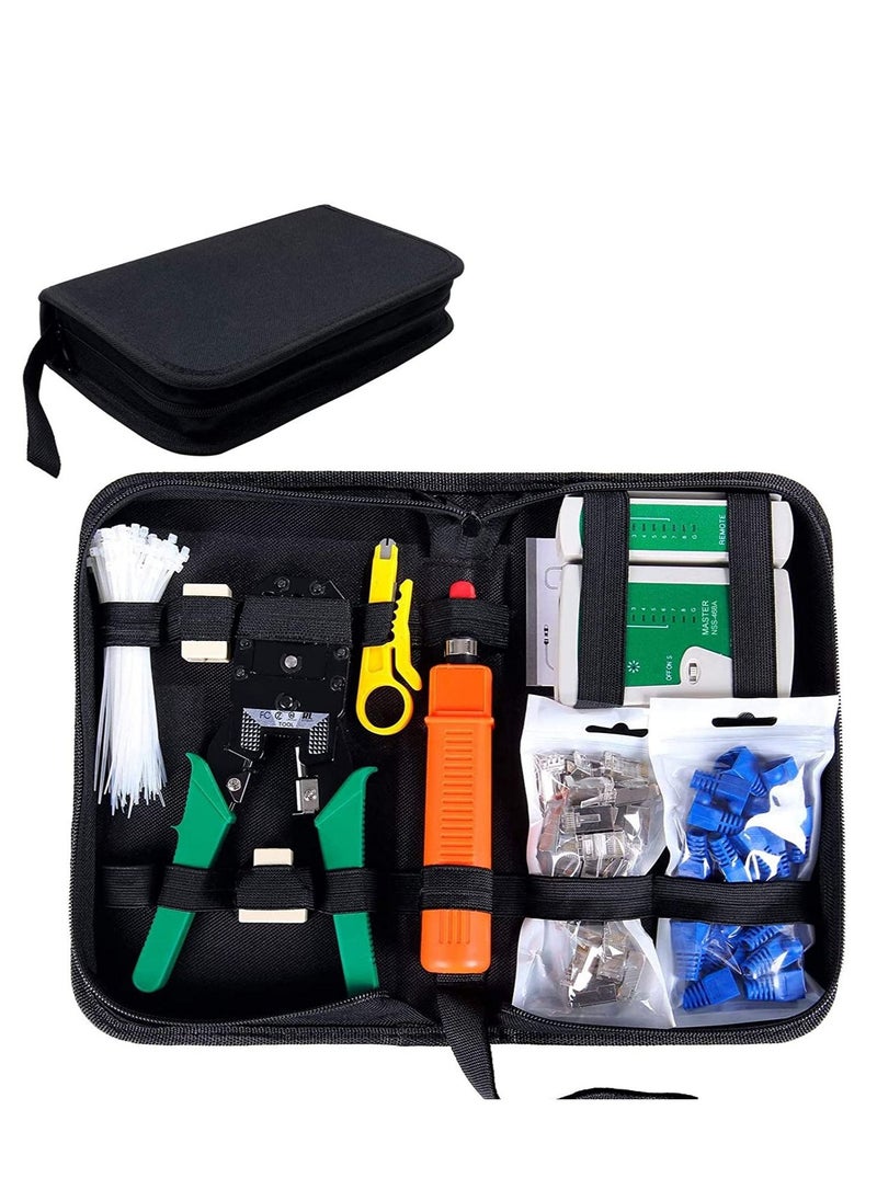 Generic - Network Tool Kits Professional Net Computer Maintenance LAN Cable Tester Repair Tools 8P8C 4P4C 6P6C Connectors RJ45 RJ11 Cat5 Cat6 Cable Tester Screwdriver Network Cable Crimper - Image 1