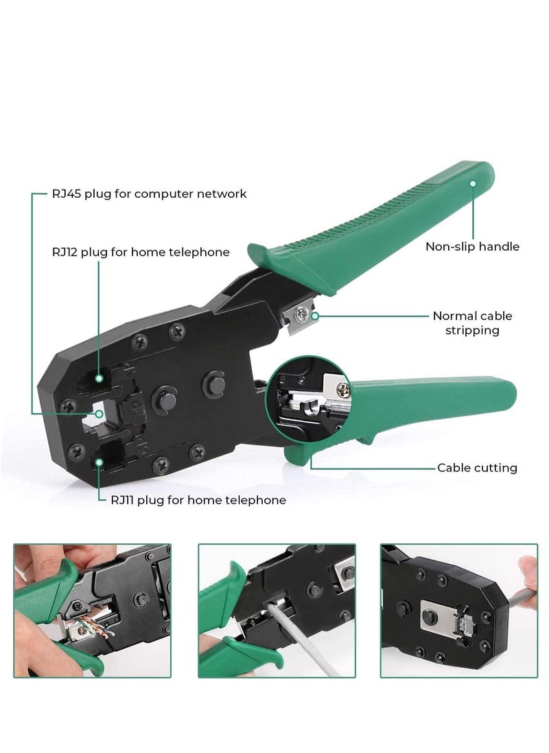 Generic - Network Tool Kits Professional Net Computer Maintenance LAN Cable Tester Repair Tools 8P8C 4P4C 6P6C Connectors RJ45 RJ11 Cat5 Cat6 Cable Tester Screwdriver Network Cable Crimper - Image 1