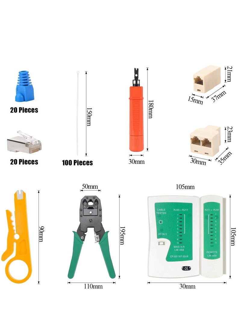 Generic - Network Tool Kits Professional Net Computer Maintenance LAN Cable Tester Repair Tools 8P8C 4P4C 6P6C Connectors RJ45 RJ11 Cat5 Cat6 Cable Tester Screwdriver Network Cable Crimper - Image 1