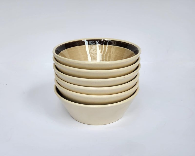 Handcrafted Ceramic Soup Bowl 17 oz For Cereal Salad Pasta Soup Acai Bowl Pho etc  For Breakfast Lunch and Dinner Set of 6 Mocha Brown - Image 1