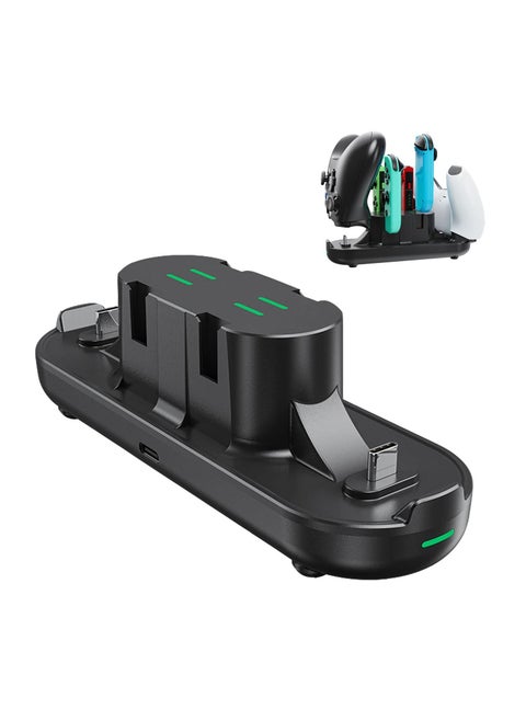 Controller Charging Dock Station Compatible with Nintendo Switch Pro Controller and Joy-con, 6-in-1 Charging Stand for Switch OLED Model Lite with Charging Indicator and Type C Charging Cable