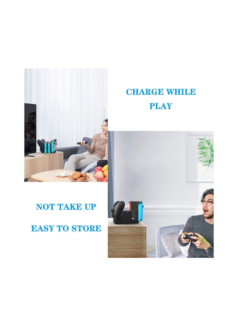 Controller Charging Dock Station Compatible with Nintendo Switch Pro Controller and Joy-con, 6-in-1 Charging Stand for Switch OLED Model Lite with Charging Indicator and Type C Charging Cable