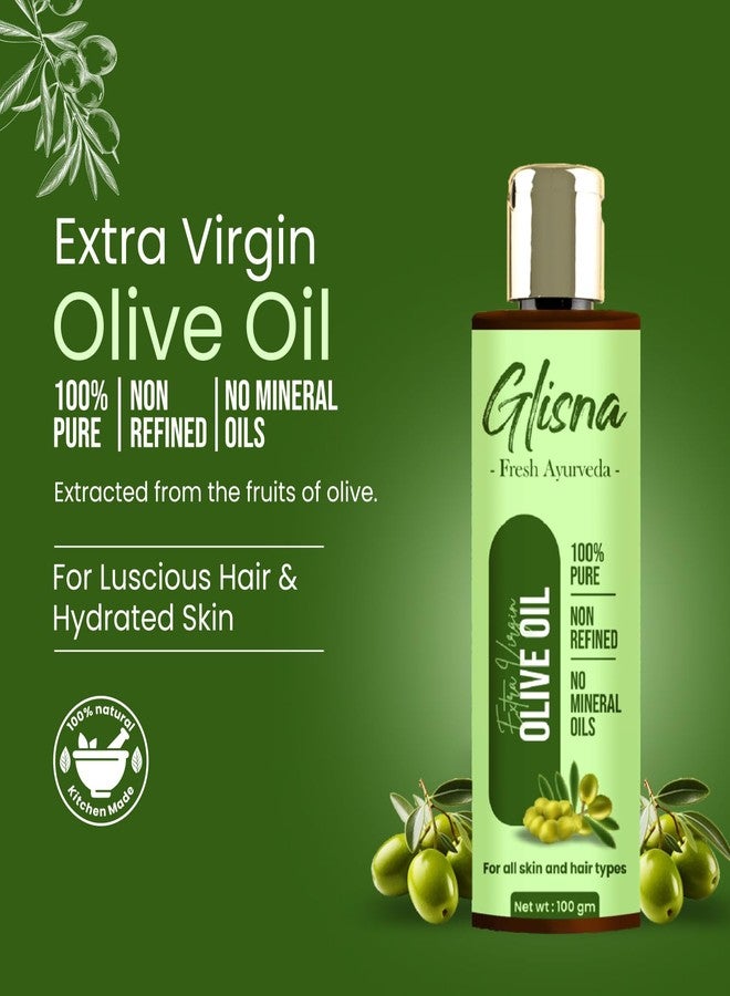 Glisna 100% Natural & Pure Extra Virgin Olive Oil 100 ml for Hair & Skin Repairs, Strengthens, Deeply Moisturizes | Ayurvedic - Kitchen Made for Men & Women | No Mineral Oil | Non Refined - Image 2