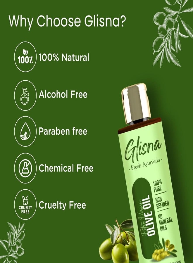 Glisna 100% Natural & Pure Extra Virgin Olive Oil 100 ml for Hair & Skin Repairs, Strengthens, Deeply Moisturizes | Ayurvedic - Kitchen Made for Men & Women | No Mineral Oil | Non Refined - Image 3