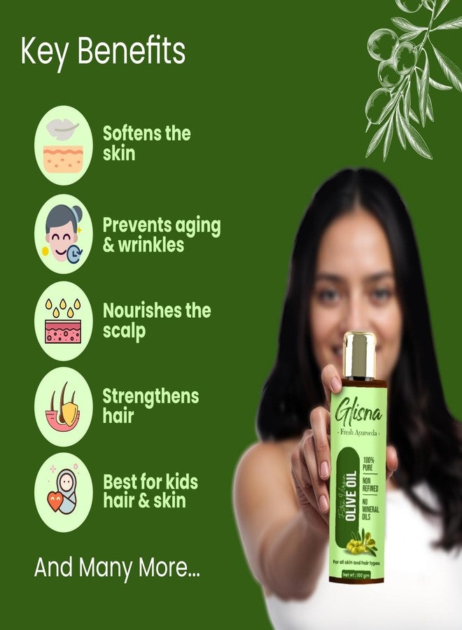 Glisna 100% Natural & Pure Extra Virgin Olive Oil 100 ml for Hair & Skin Repairs, Strengthens, Deeply Moisturizes | Ayurvedic - Kitchen Made for Men & Women | No Mineral Oil | Non Refined - Image 5