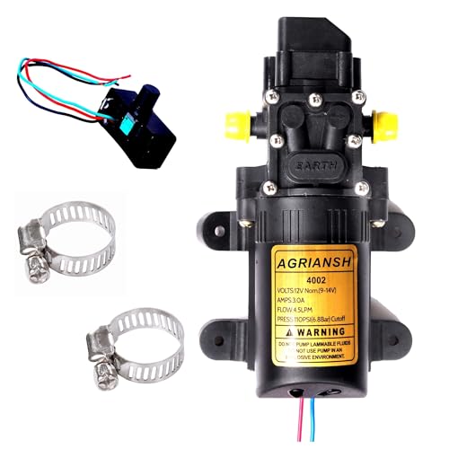 Agriansh Heavy Duty 12V DC Battery Operated Water Pump Motor with Stainless Steel Clamps & Regulator, Ideal for Agricultural & Gardening Use - Image 1