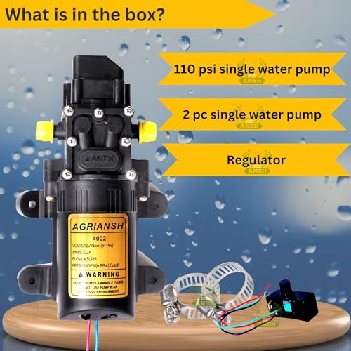Agriansh Heavy Duty 12V DC Battery Operated Water Pump Motor with Stainless Steel Clamps & Regulator, Ideal for Agricultural & Gardening Use - Image 2