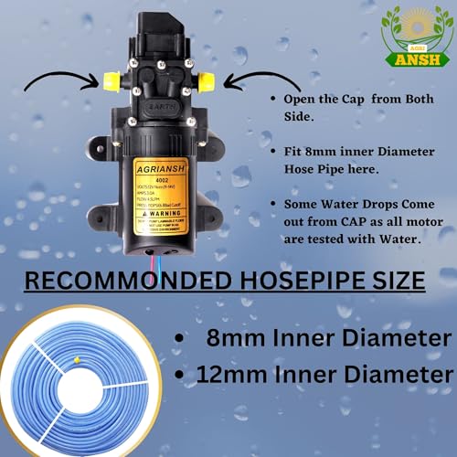 Agriansh Heavy Duty 12V DC Battery Operated Water Pump Motor with Stainless Steel Clamps & Regulator, Ideal for Agricultural & Gardening Use - Image 3