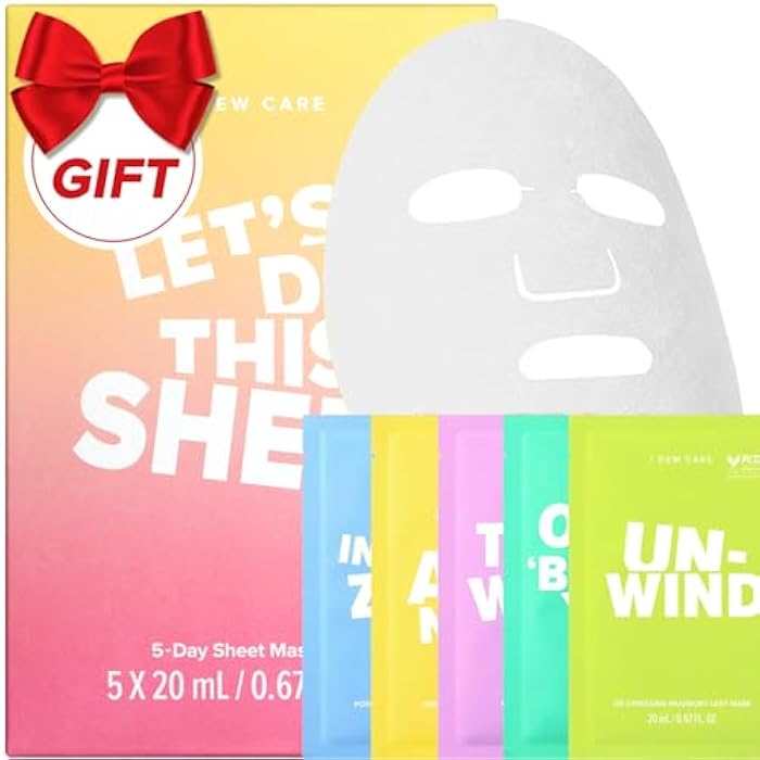 I DEW CARE Collagen Face Mask Variety Pack - 5 Days Facial Masks Skincare Korean | Hydrating Collagen Face Mask, Moisturizing Skin Care, Korean Sheet Masks, Facial Skincare Pack, Gifts For Women, 5EA - Image 1
