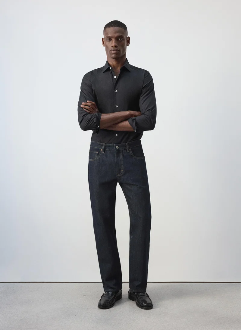 Mango Man TS-TEJANO SOFT Moby Relaxed Fit Dark Wash Jeans for Men | Best Price UAE