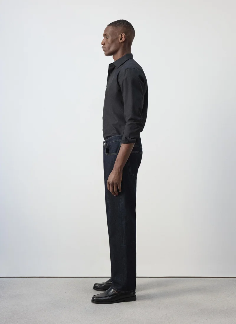Mango Man TS-TEJANO SOFT Moby Relaxed Fit Dark Wash Jeans for Men | Best Price UAE