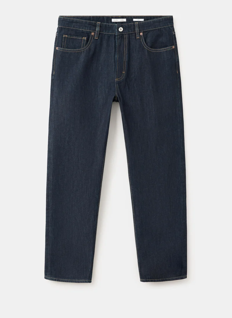 Mango Man TS-TEJANO SOFT Moby Relaxed Fit Dark Wash Jeans for Men | Best Price UAE