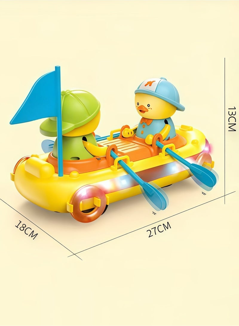 XiuWoo Baby Educational Electric Omnidirectional Duck Raft Toy, Yellow Duck Rowboat with Lights & Music, 27×18×13cm Safe ABS Material, Auto-Steer on Collision + Simulated Oar Interaction, 450g Lightweight, Sensory-Cognitive Training, Ideal Gift for 1-3-Year-Old Toddlers - Image 2