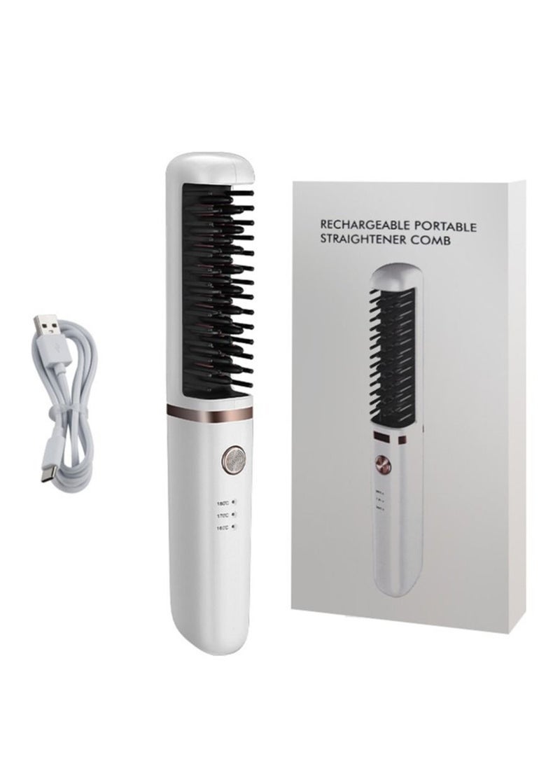Captaintech Portable Usb Rechargeable Hair Straightening Comb Wireless Curling Iron - Image 1