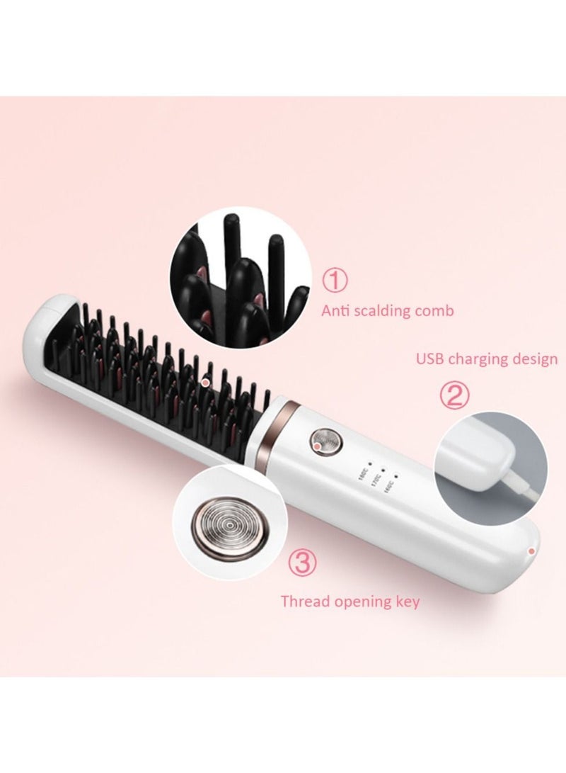 Captaintech Portable Usb Rechargeable Hair Straightening Comb Wireless Curling Iron - Image 2
