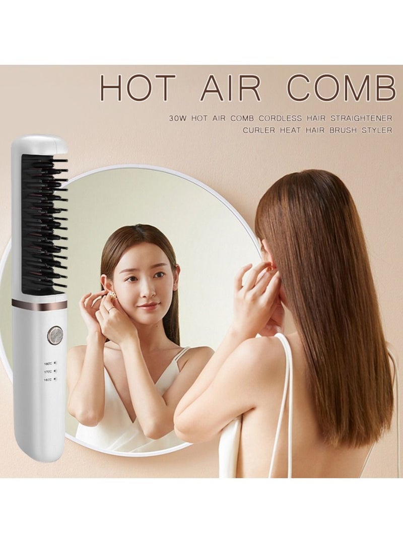 Captaintech Portable Usb Rechargeable Hair Straightening Comb Wireless Curling Iron - Image 4