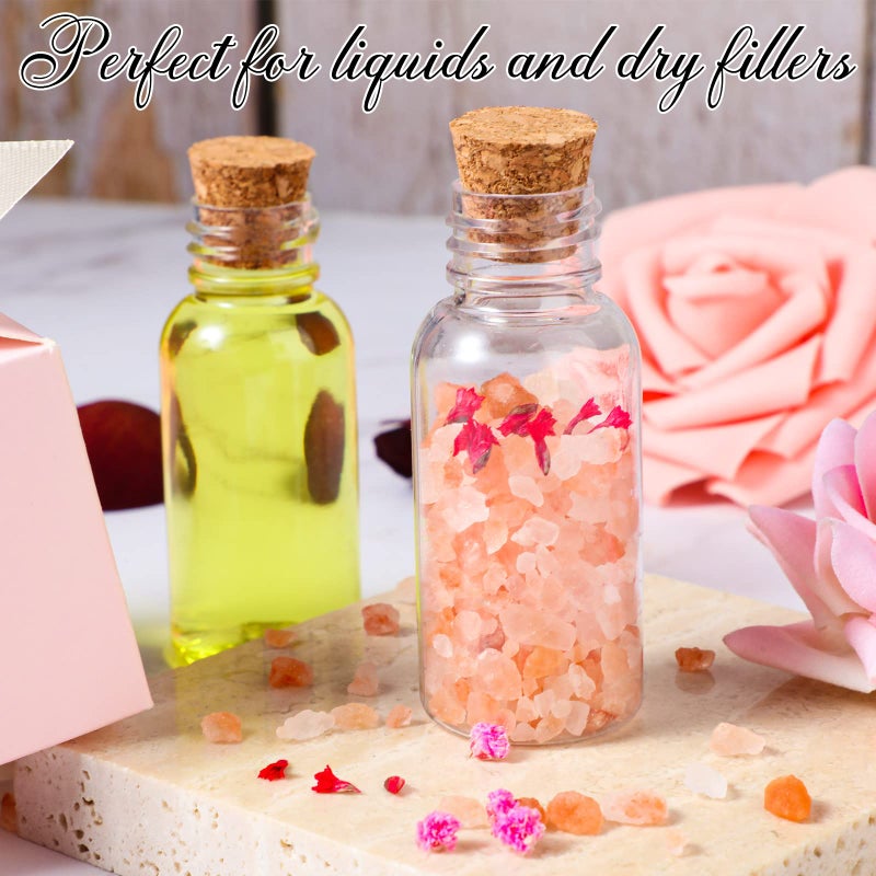 Sabary 50 Packs 1 Oz Plastic Sand Art Bottles With Cork Stoppers Mini Vial Potion Bottles Perfume Cork Bottle With 10 Mini Funnels For Filling Bottles For Diy Craft  Essential Oil  Message  Party Favor - Image 4