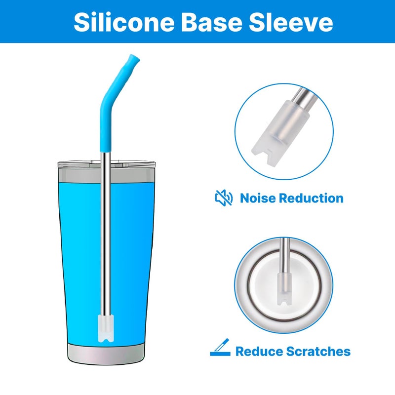 Bluwing Stainless Steel Straws for 20 oz YETI Tumbler, 4 Pcs Metal Straws Reusable with Silicone Tip for 20 oz Stanley Cup and 16 oz Glass Cups(Color 3) - Image 4