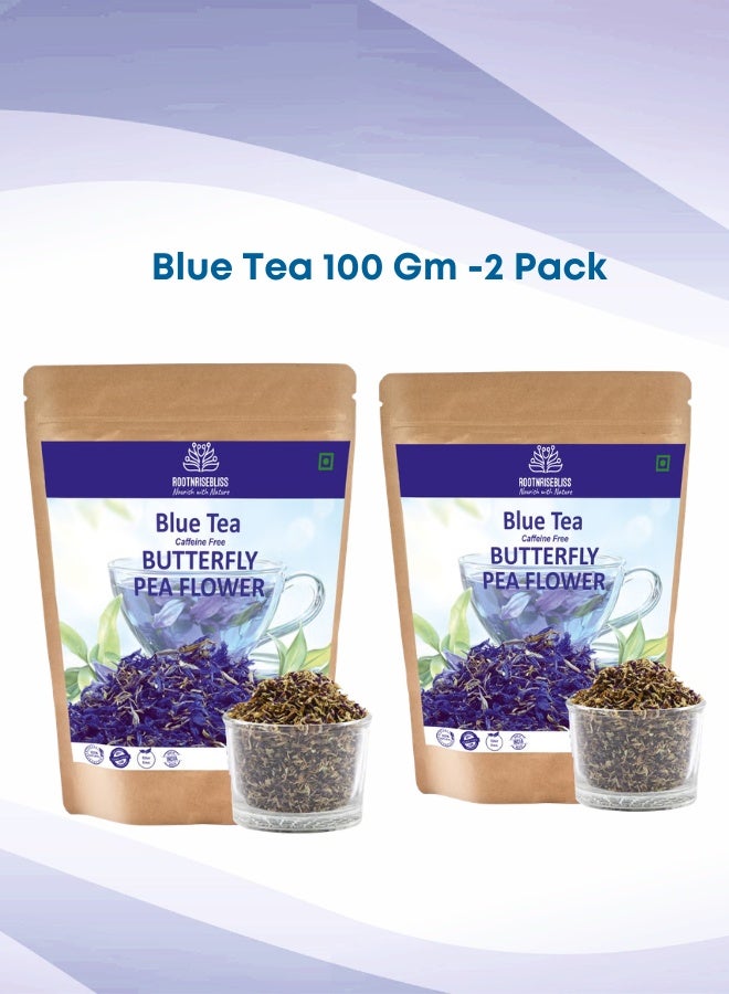 ROOTNRISEBLISS Premium Butterfly Pea Flowers 100g 2 Pack  – Natural Blue Tea, Caffeine-Free, Rich in Antioxidants for Skin, Hair & Focus. - Image 1