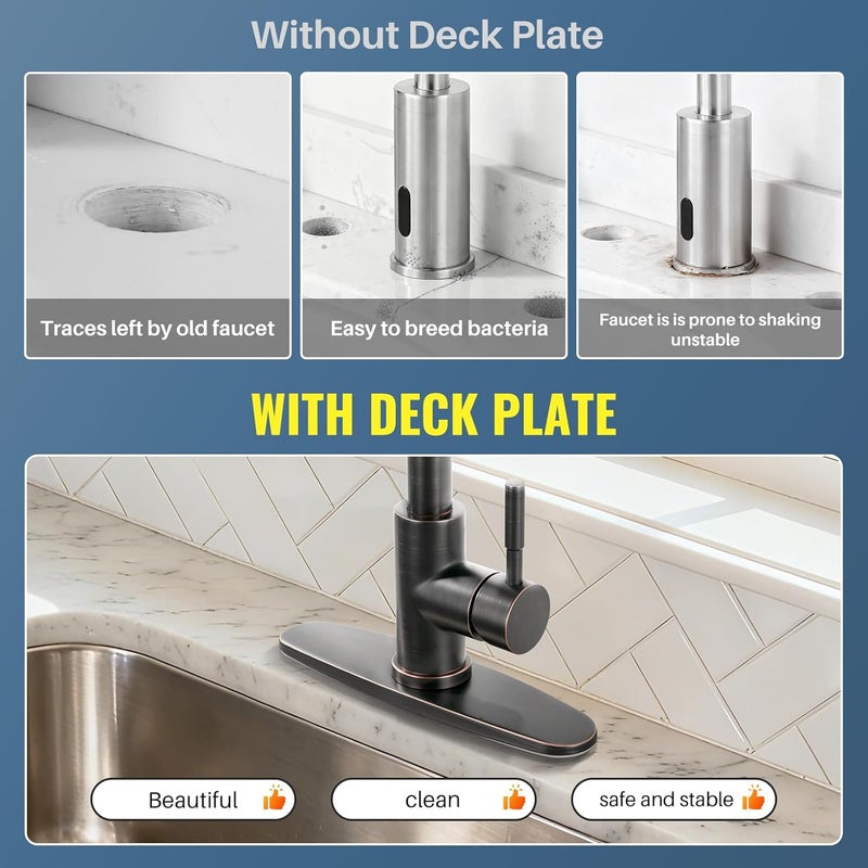 ALEASHA Faucet Plate, Kitchen Sink Cover Stainless Steel Plate for 1 or 3 Hole Bathroom or Kitchen Sink Faucet 10 Inch Escutcheon Hole Covers, Oil Rubbed Bronze - Image 3