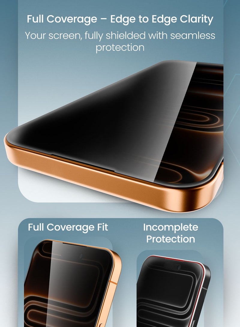 Moxedo Ultra Shield Premium Tempered Glass Screen Protector 9H Hardness Privacy for iPhone 17 Pro 6.3-inch 2025 Full Coverage Anti-Spy Protection with Auto-Align Easy Applicator - Image 3