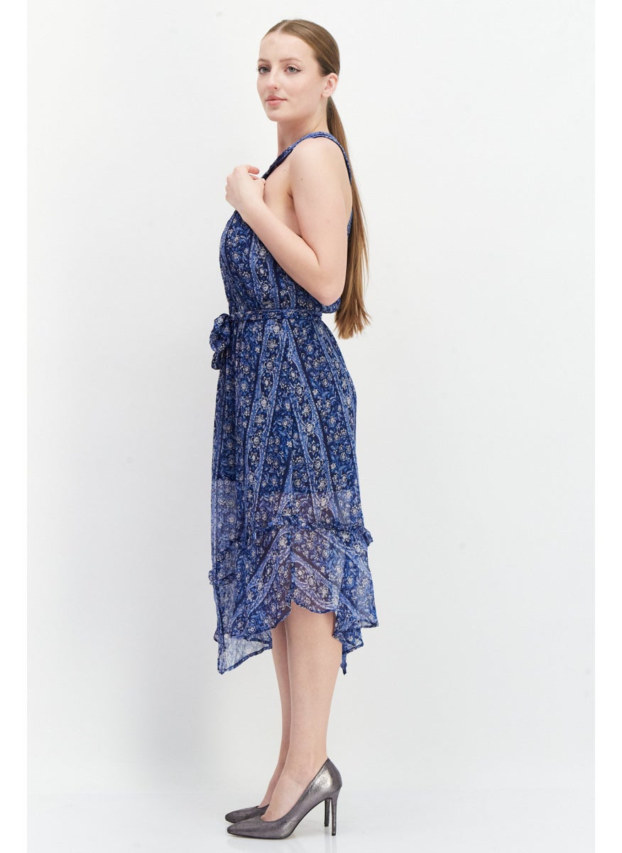 Pepe Jeans - Women Floral Print Casual Midi Dress, Navy Combo - Image 1