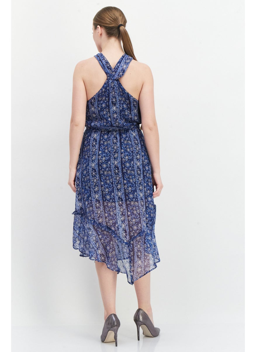 Pepe Jeans - Women Floral Print Casual Midi Dress, Navy Combo - Image 1
