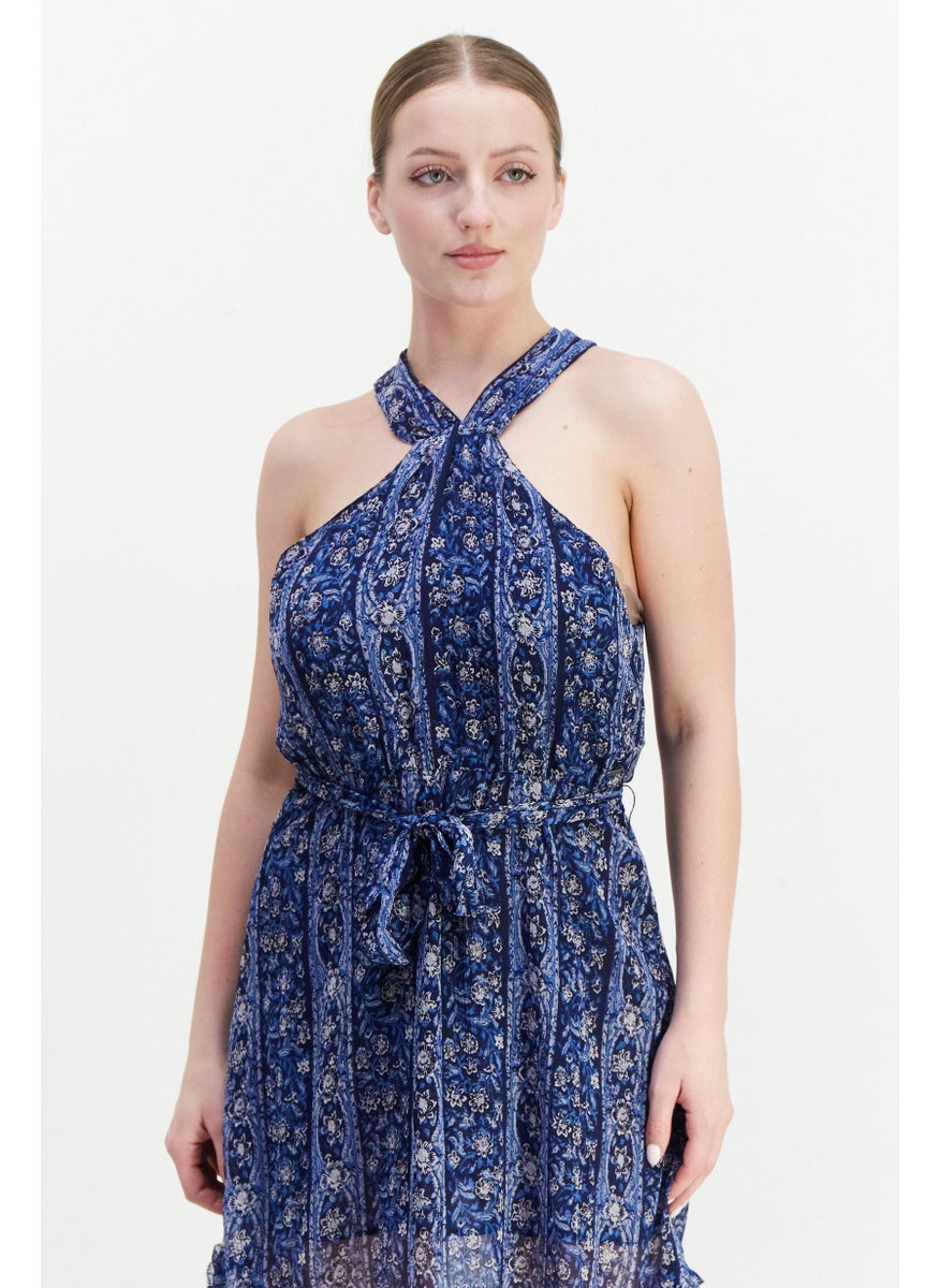 Pepe Jeans - Women Floral Print Casual Midi Dress, Navy Combo - Image 1