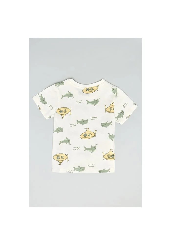 R&b Printed T-Shirt with Crew Neck and Short Sleeves