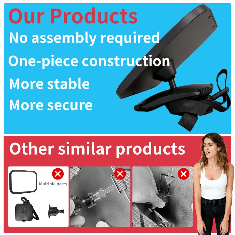 Funbliss Baby Car Mirror Safely Monitor,Car Mirror Baby Rear Facing Seatï¼ŒNo Assembly Required, Saferï¼ŒBest Newborn, Shatterproof - Image 3