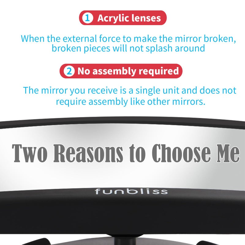Funbliss Baby Car Mirror Safely Monitor,Car Mirror Baby Rear Facing Seatï¼ŒNo Assembly Required, Saferï¼ŒBest Newborn, Shatterproof - Image 2