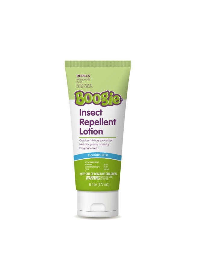 Boogie Insect Repellent Lotion, Keep Mosquitoes, Ticks and Flies Off, DEET Alternative Repellent, Up to 14-Hour Protection, Fragrance-Free, Odorless Lotion, 6 Ounce - Image 1
