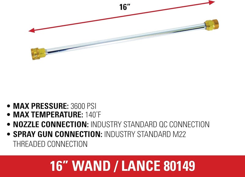 Simpson Cleaning 80149 Universal 16-Inch Pressure Washer Wand for Cold Water Use up to 3600 PSI, Silver - Image 4