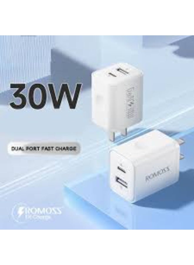 محول طاقة  ثنائي المنافذ PD30W صغير الحجم محمول للشحن السريع من النوع C + Lightning، شاحن حائط لأجهزة أبل/أندرويد . AC30SA - Image 4