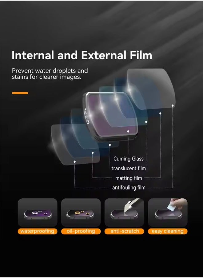تيليسن طقم عدسات العدسة المغناطيسية TELESIN لملحقات DJI Pocket 3، 4 عبوات CPL NDL ND16 ND64 ND256 عدسة مستقطبة محايدة عالية الكثافة فائقة الدقة ورقيقة للغاية من زجاج كورنينج لمجموعة واقي العدسة الزجاجية لمجموعة عدسات Osmo Pocket 3  - Image 4