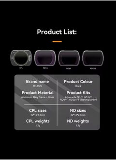 تيليسن طقم عدسات العدسة المغناطيسية TELESIN لملحقات DJI Pocket 3، 4 عبوات CPL NDL ND16 ND64 ND256 عدسة مستقطبة محايدة عالية الكثافة فائقة الدقة ورقيقة للغاية من زجاج كورنينج لمجموعة واقي العدسة الزجاجية لمجموعة عدسات Osmo Pocket 3  - Image 5