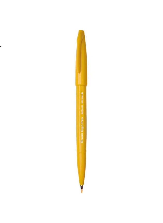 Pentel Colorful Soft Brush Pen, Elastic Tip Water-Based Pen, For Journaling, Letters, And Greeting Cards, Ses15C Yellow/Single Pen - Image 2