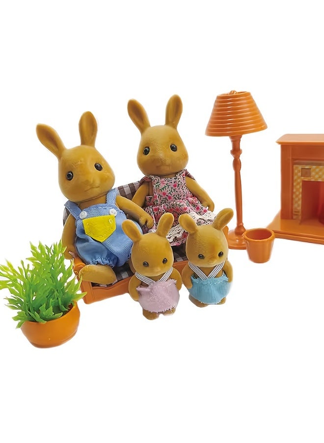 Flocked Rabbit Family Doll Set, Unisex Birthday & Holiday Gift for Boys and Girls - Image 1