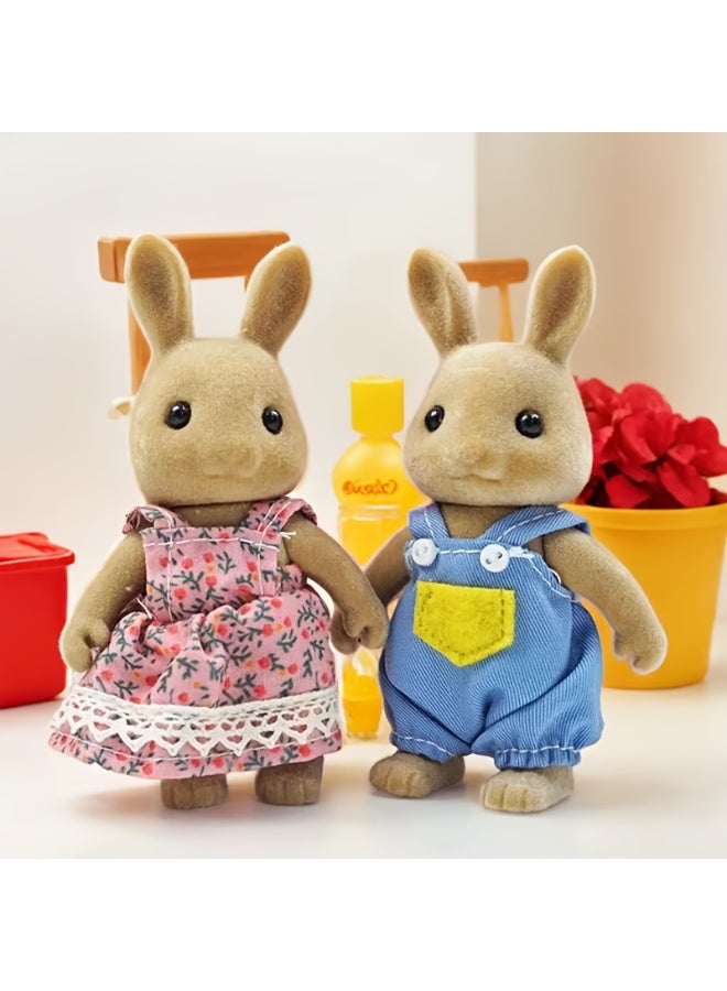 Flocked Rabbit Family Doll Set, Unisex Birthday & Holiday Gift for Boys and Girls - Image 2