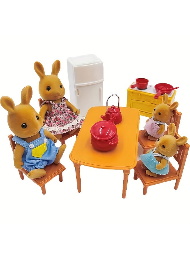 Flocked Rabbit Family Doll Set, Unisex Birthday & Holiday Gift for Boys and Girls - Image 3