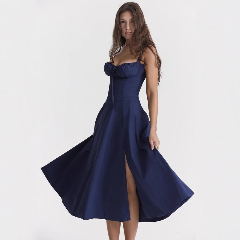 Floral Spaghetti Strap Swing Dress with Tie - Image 3