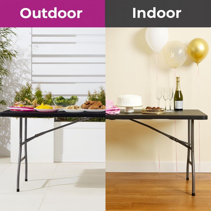 Neo Folding Table Portable Fold Up Tables Camping Garden Party BBQ Dinner Buffet Picnic (6 Foot) - Image 4