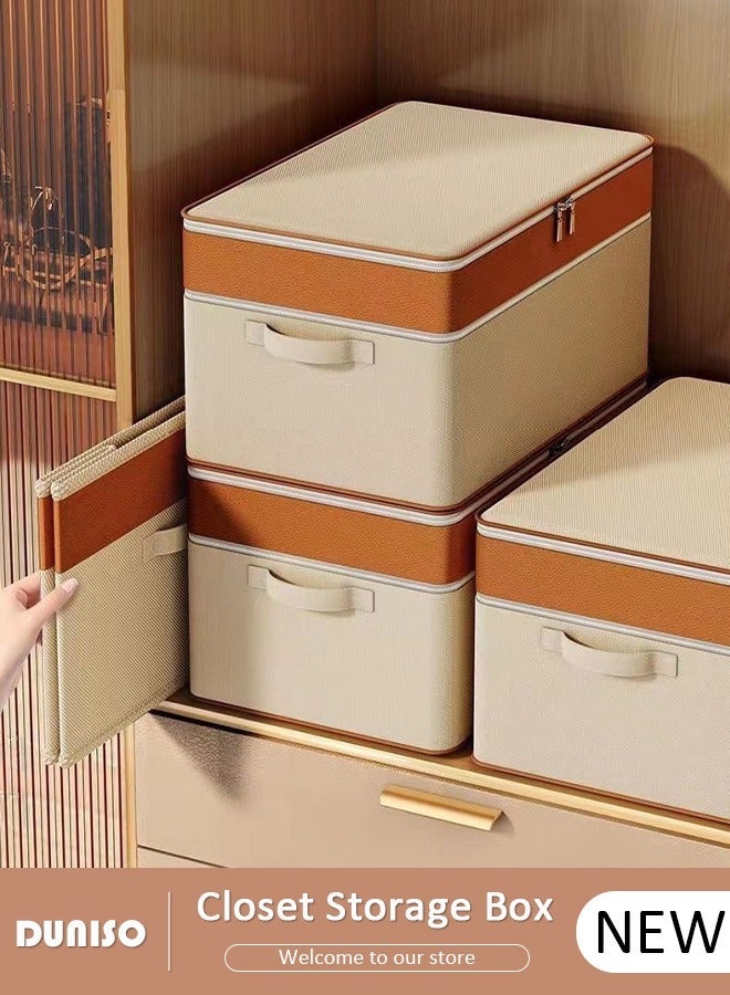 DUNISO Closet Storage Box with Zipper Lid, Folding Wardrobe Clothes Storage Box with Handle, Cube Storage Bins Closet Storage Basket for Clothing, T-Shirt, Jeans, Sweaters, Toys & Books - Image 1