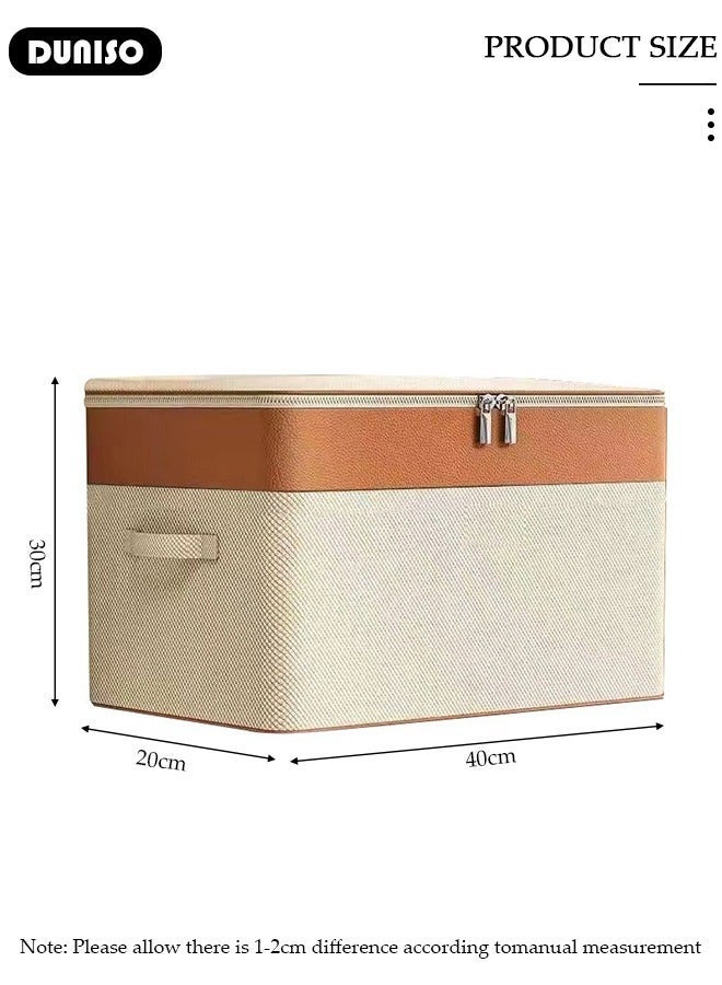 DUNISO Closet Storage Box with Zipper Lid, Folding Wardrobe Clothes Storage Box with Handle, Cube Storage Bins Closet Storage Basket for Clothing, T-Shirt, Jeans, Sweaters, Toys & Books - Image 4