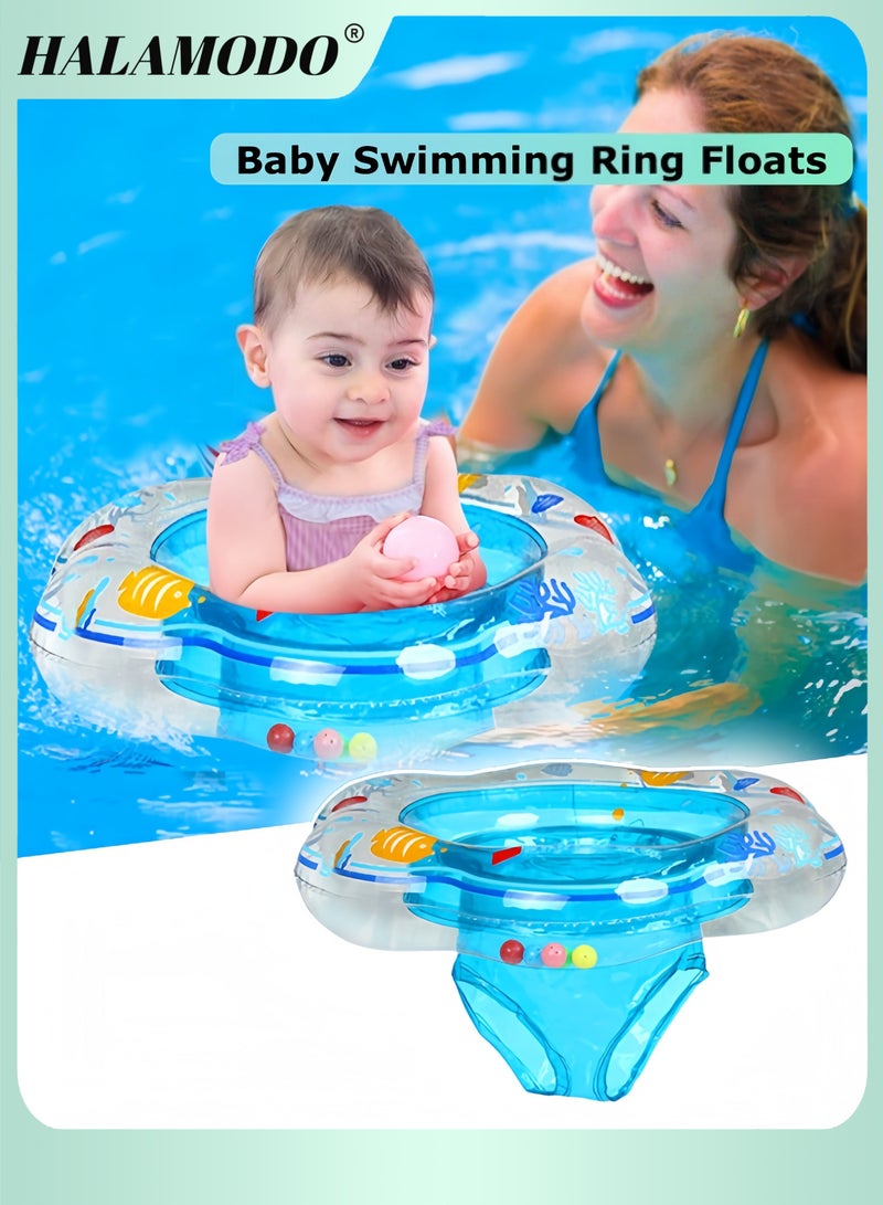 HALAMODO Baby Swimming Ring Floats with Safety Seat Double Airbag Swim Rings for Babies Kids Swimming Float Baby Floats for Pool Swim Training Aid Kids PVC Pool Floats for Toddlers of 6-12 Months - Image 1