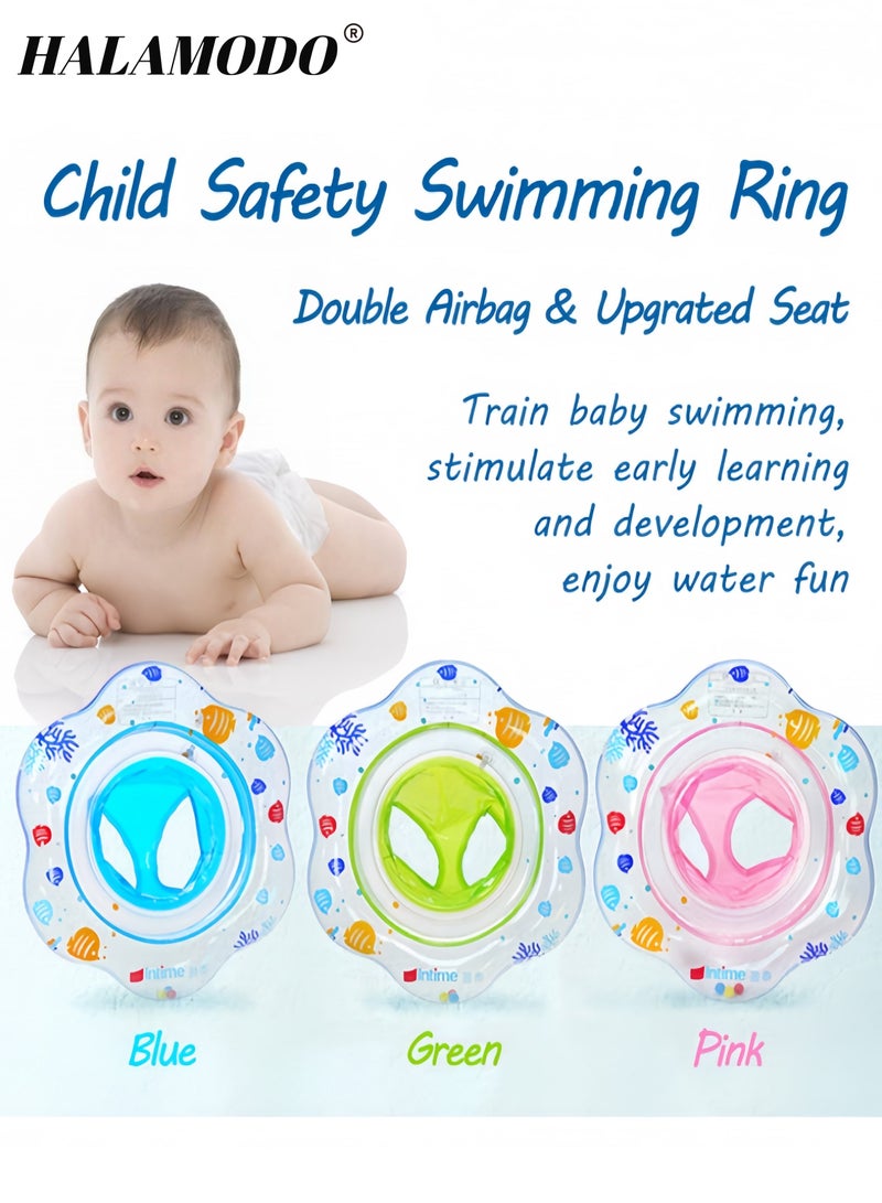 HALAMODO Baby Swimming Ring Floats with Safety Seat Double Airbag Swim Rings for Babies Kids Swimming Float Baby Floats for Pool Swim Training Aid Kids PVC Pool Floats for Toddlers of 6-12 Months - Image 4