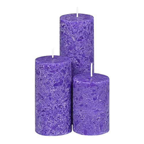 PROSPERRO LUMO Paraffin Wax By Parkash Candle Set of 3 Fragrance Pillar Candles Marble Finish (Lavender Fragrance) - Image 2
