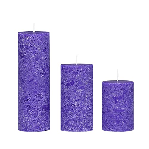 PROSPERRO LUMO Paraffin Wax By Parkash Candle Set of 3 Fragrance Pillar Candles Marble Finish (Lavender Fragrance) - Image 5