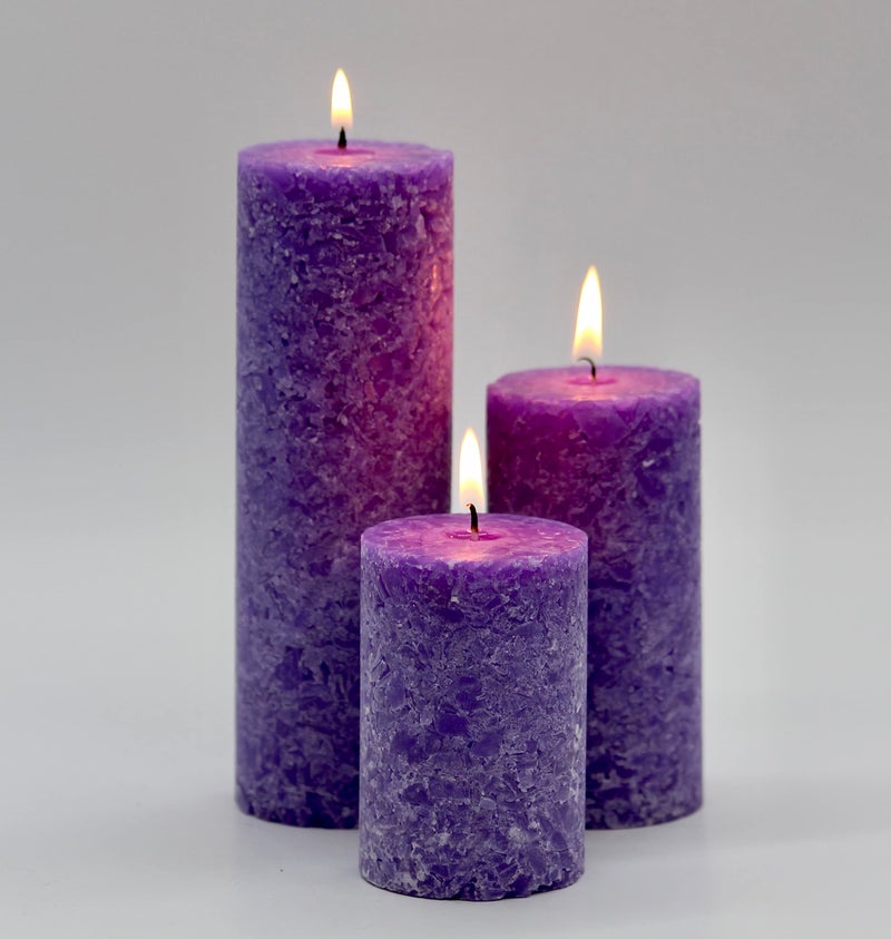 PROSPERRO LUMO Paraffin Wax By Parkash Candle Set of 3 Fragrance Pillar Candles Marble Finish (Lavender Fragrance) - Image 3